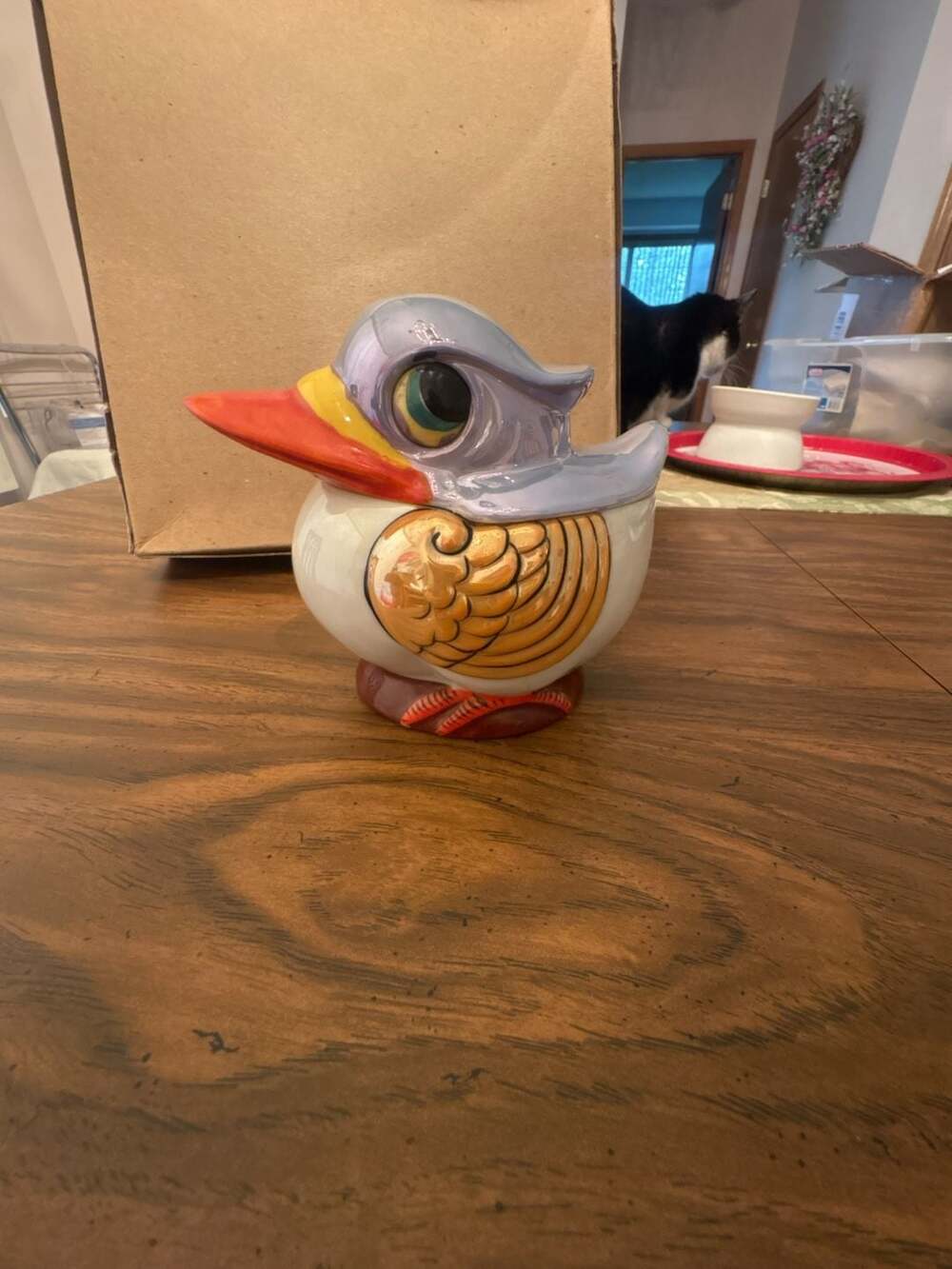Vintage Hand Painted Japan Lusterware Bird Sugar Bowl Trinket Box